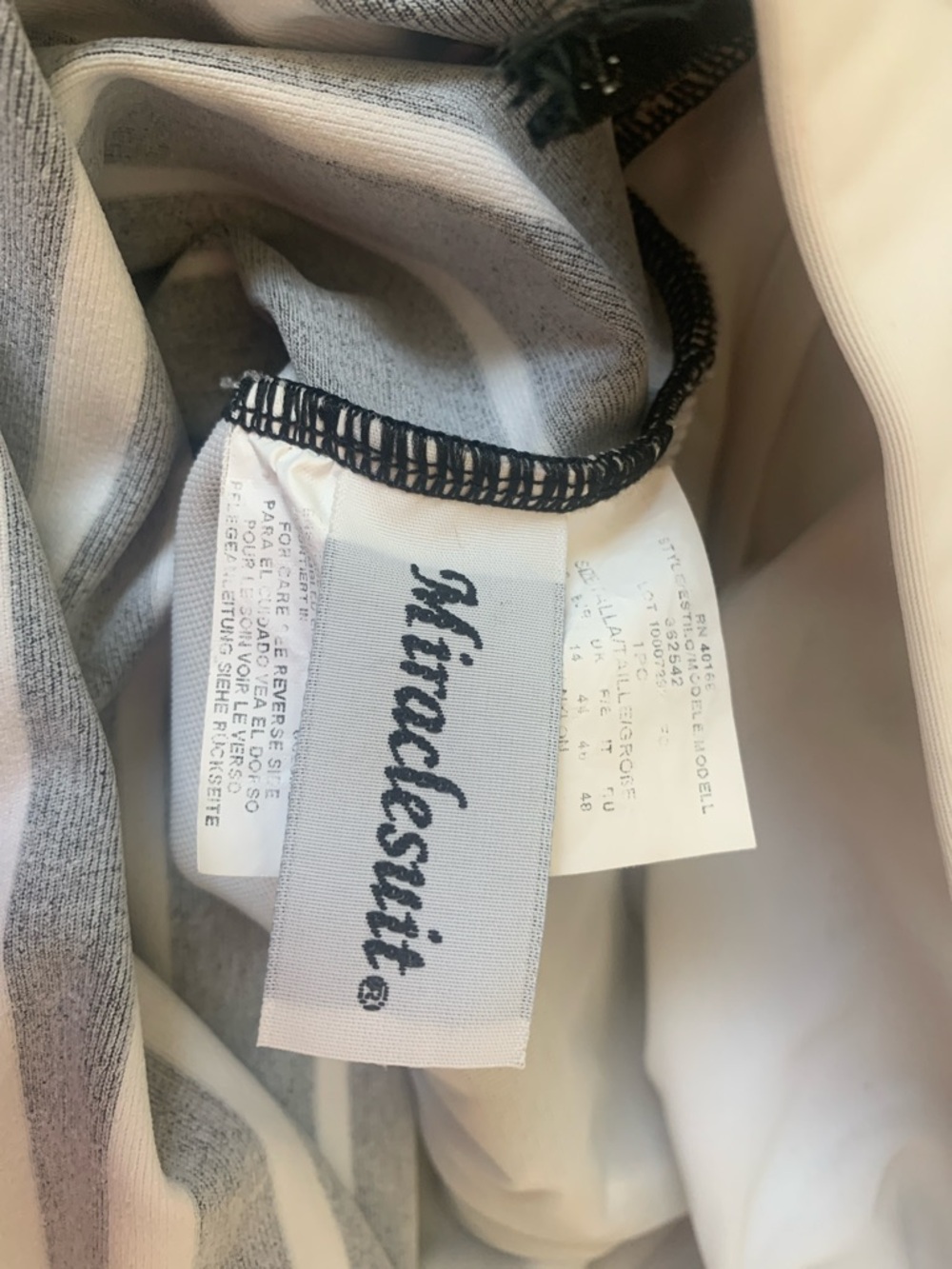 Miraclesuit Black and White Striped Strapless Swimsuit - Picture 3 of 4